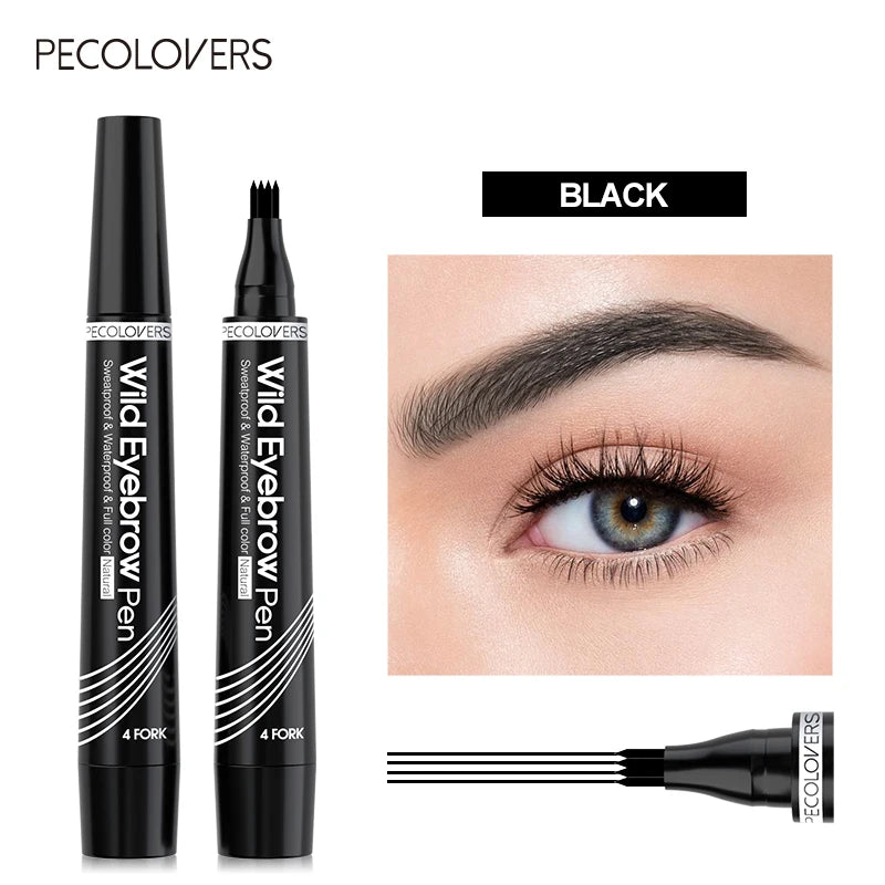4 Fork Waterproof Eyebrow Pencil Women 3D Long Lasting Natural Liquid Eye Brow Pen Eyebrow Tint Tattoo Pen Tip Makeup Tools