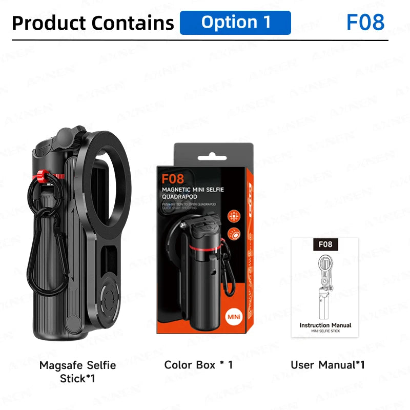 Magnetic Mini Selfie Stick Tripod for Cellphone with Extension Rod Wireless Remote, Fill Light Option, for Smartphone Vlog Shoot