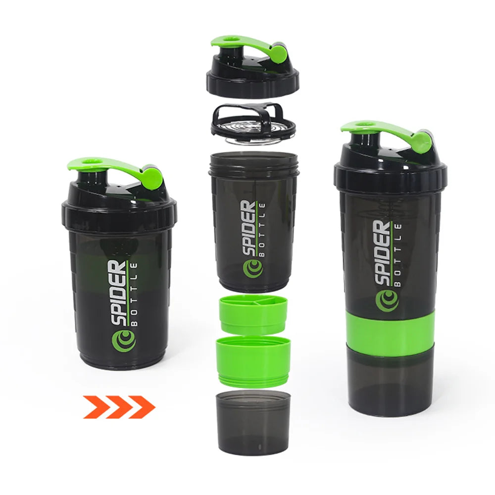 3 Layers Shaker Protein Bottle Powder Shake Cup Water Bottle Plastic Mixing Cup Body Building Exercise Bottle