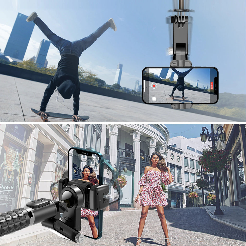 Q18 Desktop Following the shooting Mode Gimbal Stabilizer Selfie Stick Tripod with Fill Light for iPhone Cell Phone Smartphone