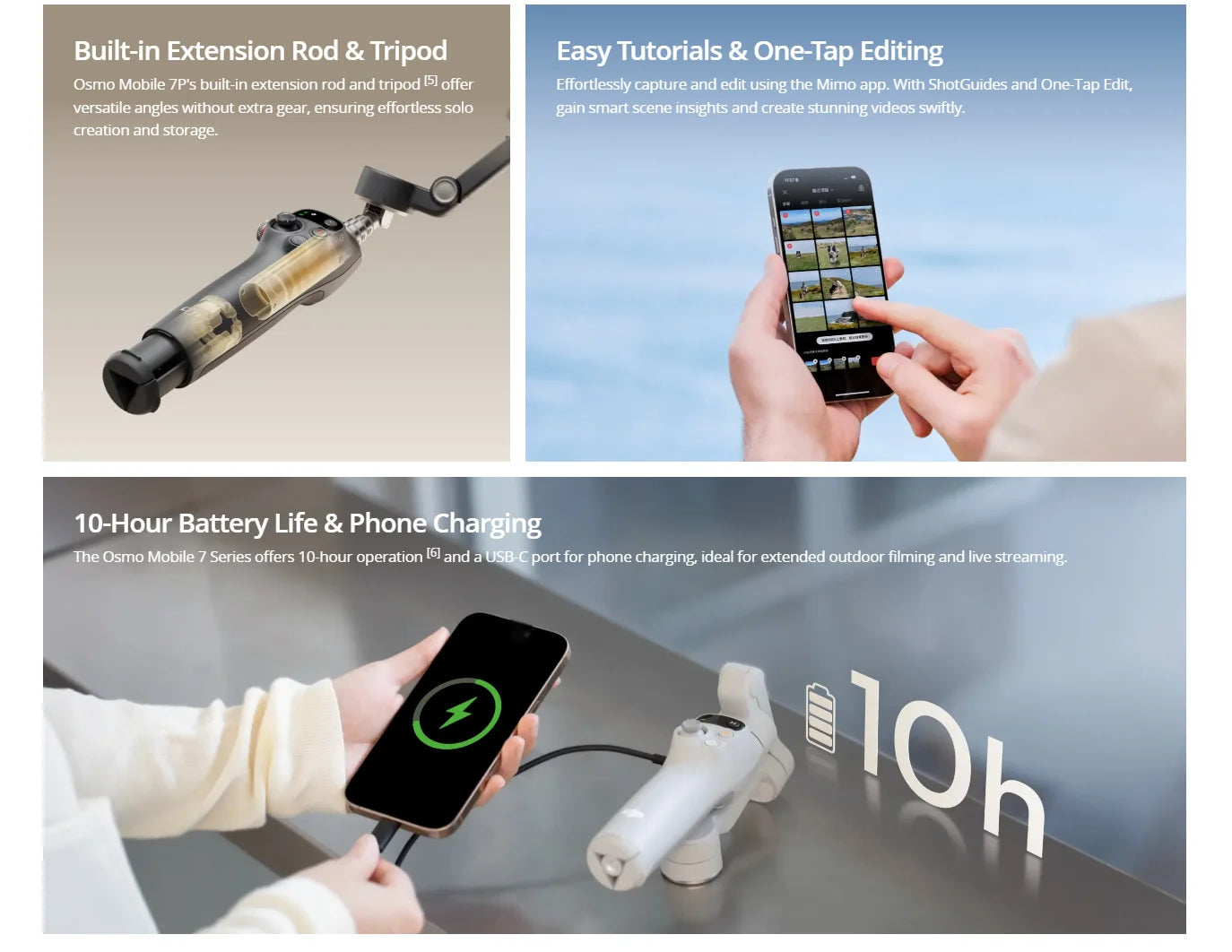 DJI Osmo Mobile 7P / osmo mobile 7 Built-in Extension Rod & Tripod  10-Hour Battery Life Phone Charging OM 7 brand new in stock