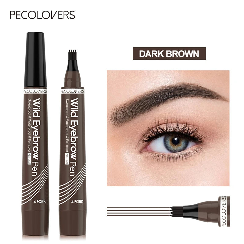 4 Fork Waterproof Eyebrow Pencil Women 3D Long Lasting Natural Liquid Eye Brow Pen Eyebrow Tint Tattoo Pen Tip Makeup Tools
