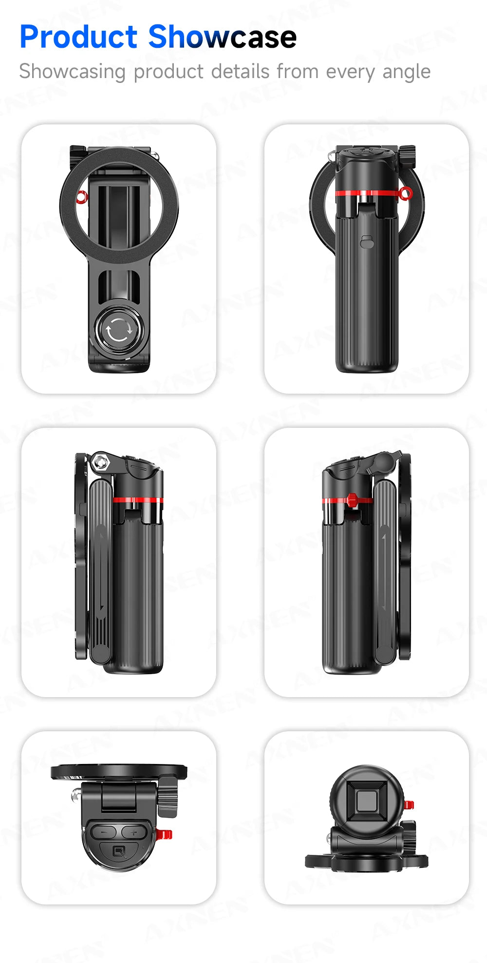 Magnetic Mini Selfie Stick Tripod for Cellphone with Extension Rod Wireless Remote, Fill Light Option, for Smartphone Vlog Shoot