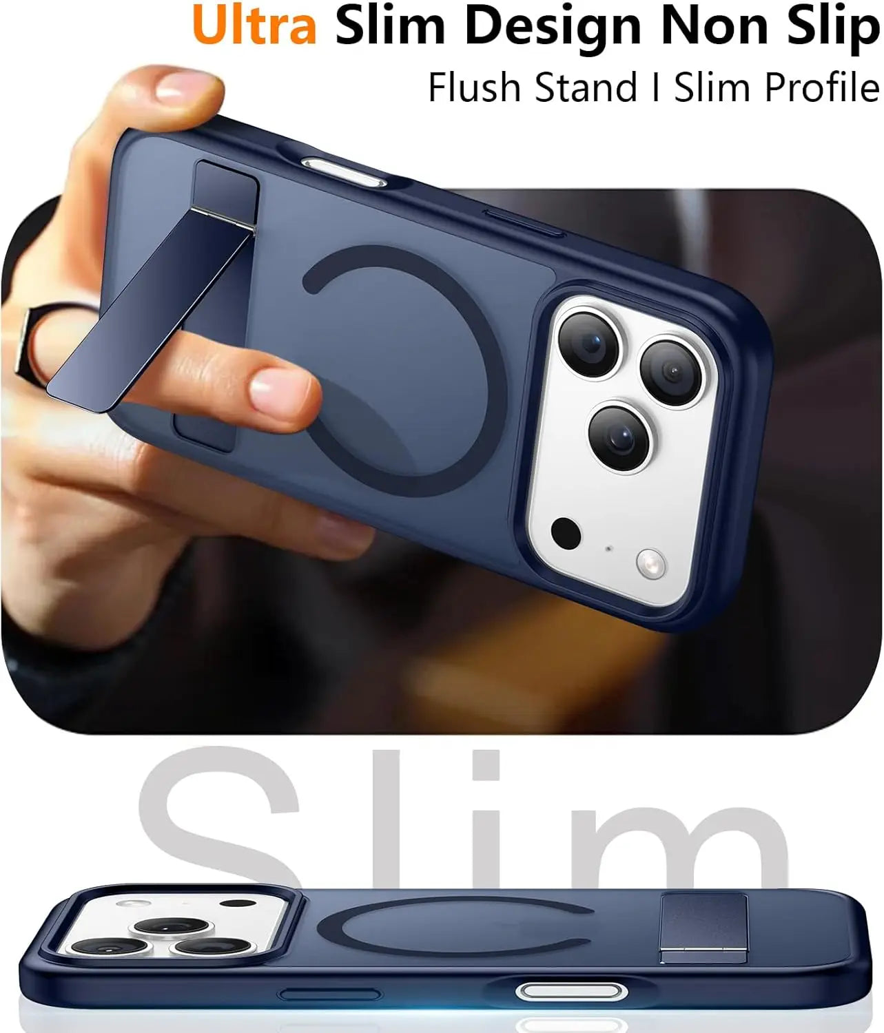 Magnetic Mobile Phone Case with Stand for iPhone 16 17 Pro Max 15 14 Plus 13 12 Translucent Cover with Kickstand