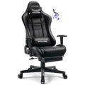 GTRACING Music Gaming Chair with Footrest Ergonomic Reclining PU Leather Office Chair, Black