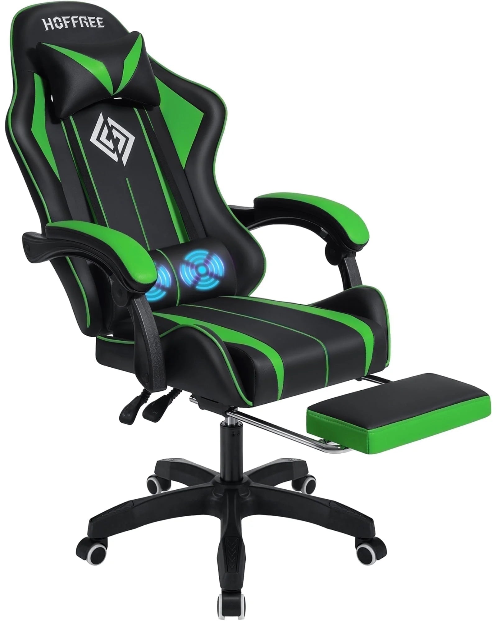 Gaming Chair Massage Game Chair with Footrest and Massage Lumbar Support Ergonomic Computer Chair Height Adjustable with Swivel Seat and Headrest