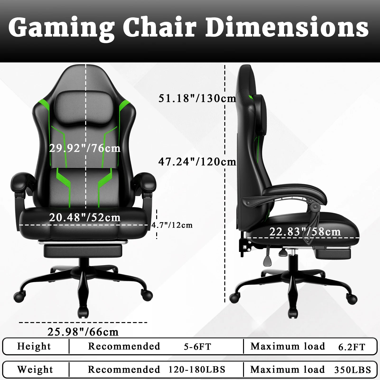 Ergonomic Gaming Chair, Electronic Gaming Chair with Pocket Spring Pad and Footrest, Height Adjustable Computer Chair
