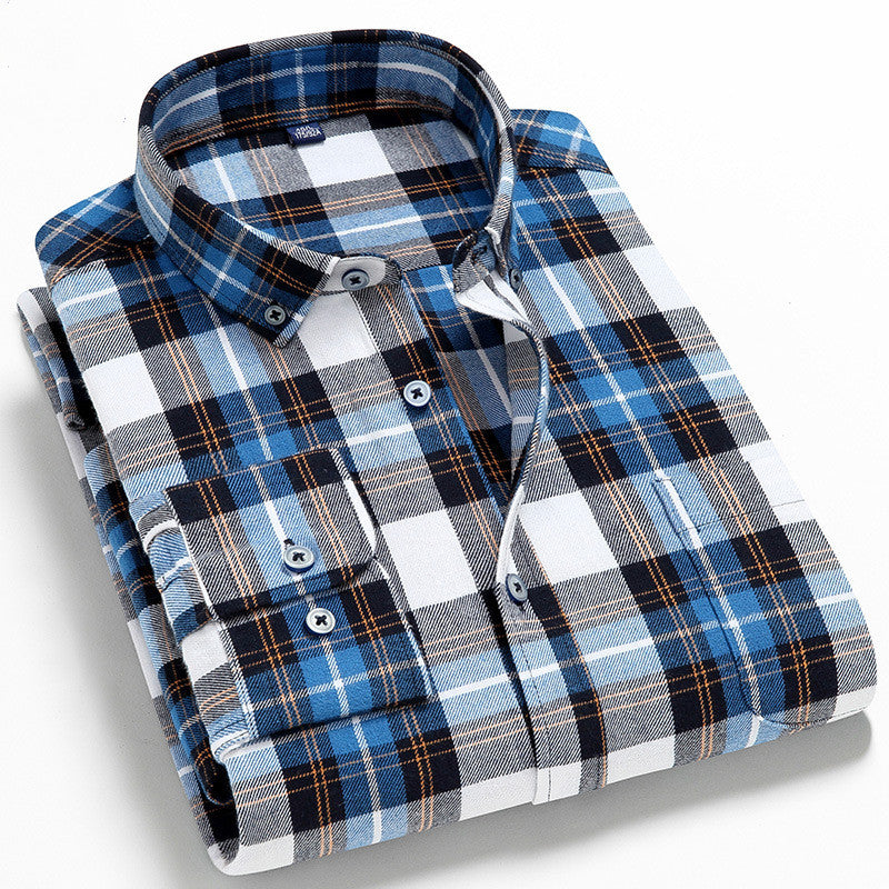 Casual All-Match Plaid Long-Sleeved Shirt Men